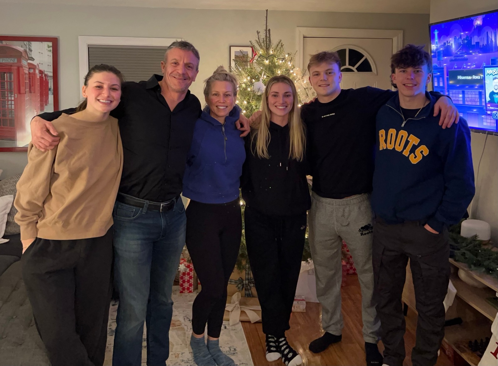 Philip Henry with his wife and four grown children at Christmas