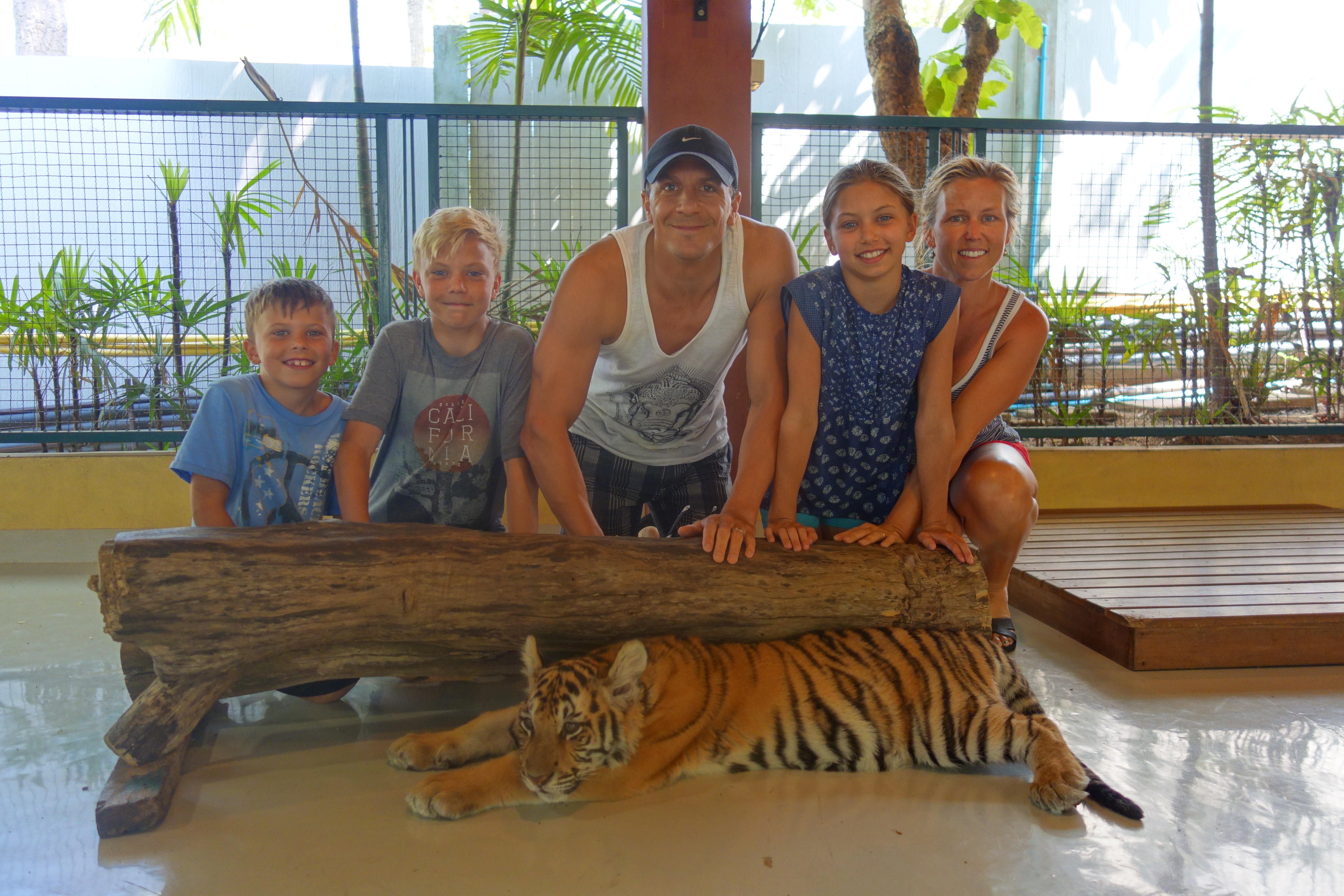 Philip and family at a tiger sanctuary in Thailand